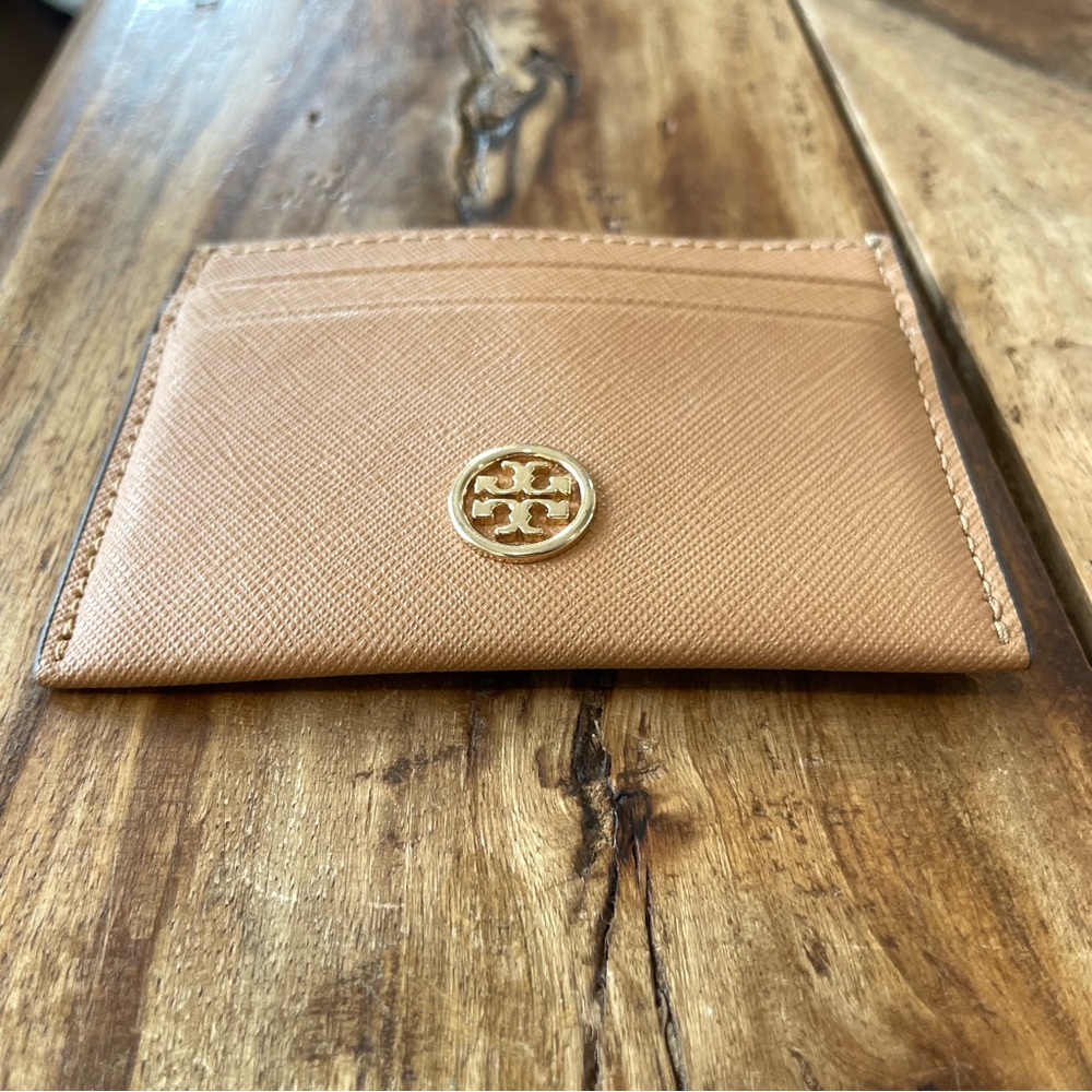 Tory Burch Robinson Leather Card Case in Cardamom (Tan) - Picture 7 of 10